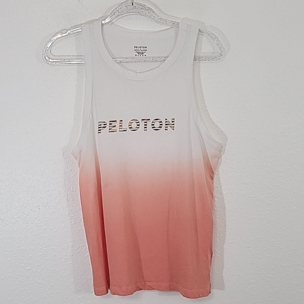 PELOTON Women's Orange/White Racerback Tank w/Front Logo, size Medium